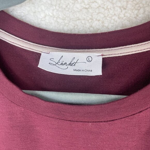 Skonhet Women's‎ Burgundy Long Sleeve Tie Front Embellished Shirt Size Large - Picture 3 of 8